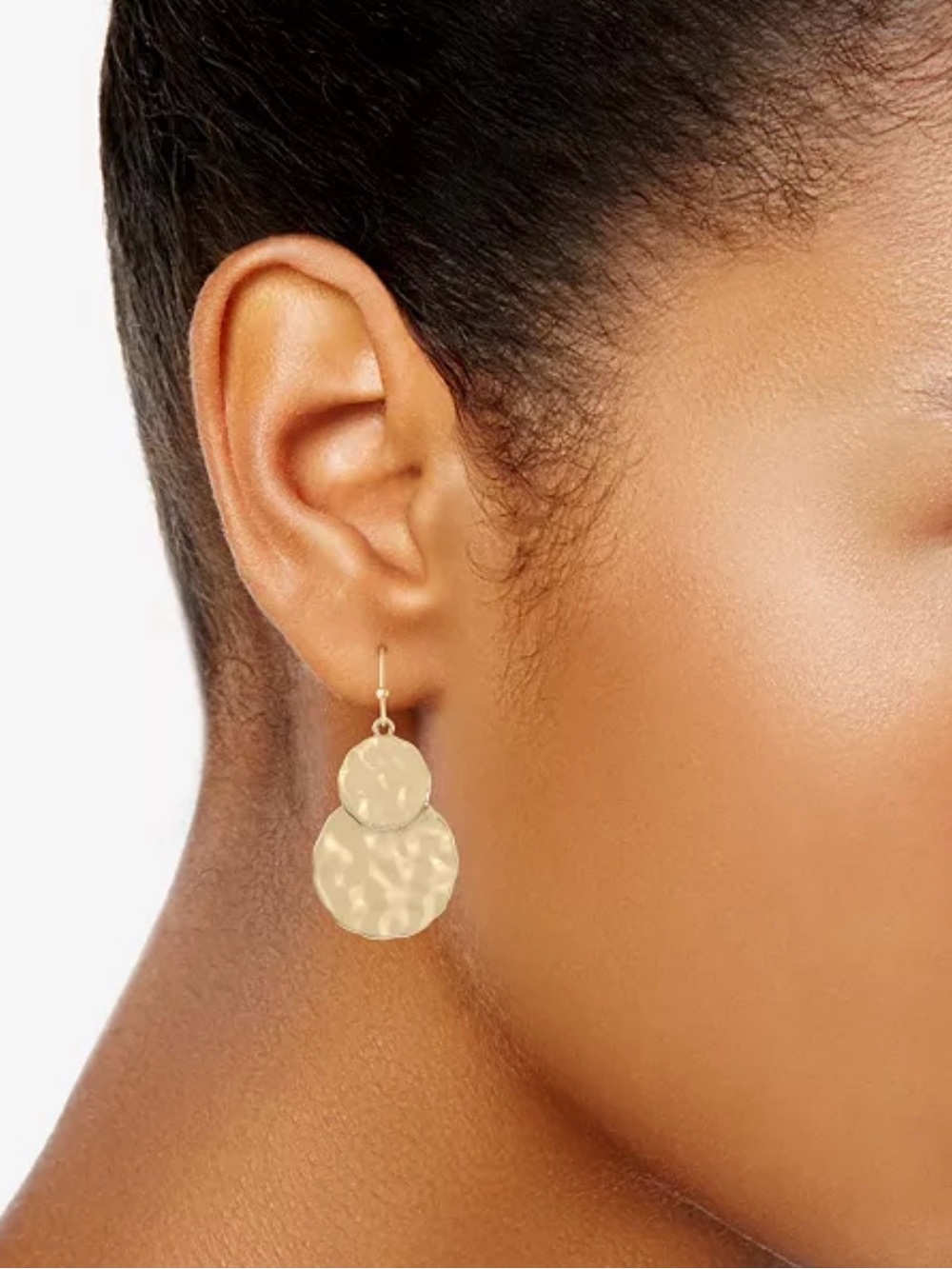 Style and Co. from Macys Gold-Tone Double Hammered Disc Drop Earrings - Picture 9 of 9